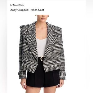 L'AGENCE Xoey Houndstooth Cropped Trench Coat